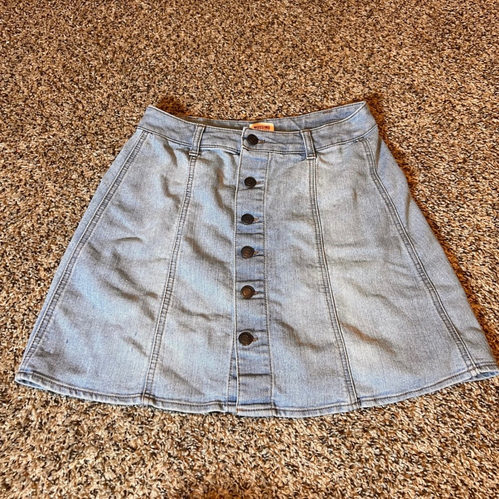 Mossimo Denim Mini Skirt Button Front A-Line Casual Light Wash Size‎ 0